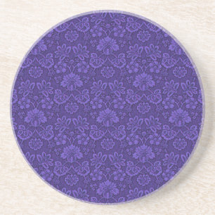 Antiker viktorianischer Indigo-Damaskus-Paisley-Bl Getränkeuntersetzer