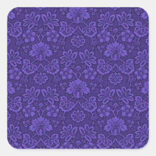 Antiker viktorianischer Indigo-Damaskus-Paisley-Bl Quadratischer Aufkleber