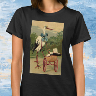 Antiker viktorianischer Storch und Kinderwagen T-Shirt