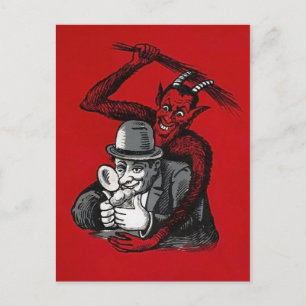 Antiker viktorianischer Teufelsangriff Postkarte