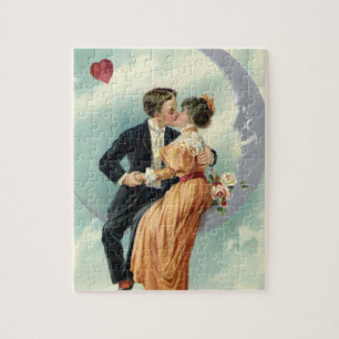 Antiker viktorianischer Valentinstag-Kuss auf dem  Puzzle