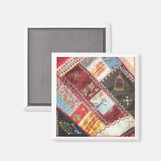 Antiker, Viktorianischer, verrückter Quiltplatz Magnet (Vorderseite/Rückseite)