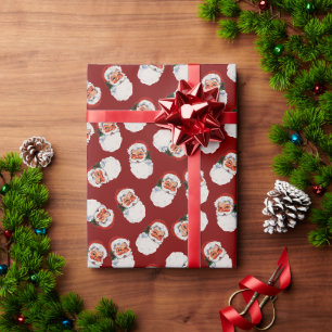 Antiker viktorianischer Weihnachtsmann Burgunderro Geschenkpapier