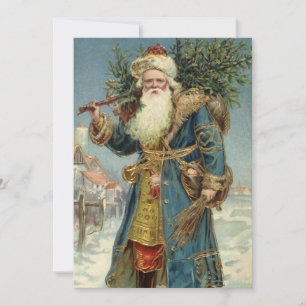 Antiker viktorianischer Weihnachtsmann mit Weihnac Einladung
