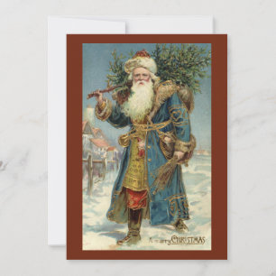 Antiker viktorianischer Weihnachtsmann mit Weihnac Einladung