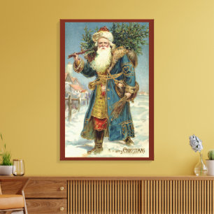 Antiker viktorianischer Weihnachtsmann mit Weihnac Leinwanddruck