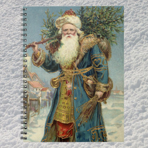 Antiker viktorianischer Weihnachtsmann mit Weihnac Notizblock