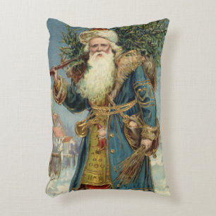 Antiker viktorianischer Weihnachtsmann mit Weihnac Zierkissen
