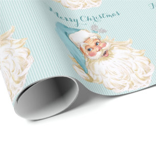 Antiker viktorianischer Weihnachtsmann Türkis Geschenkpapier