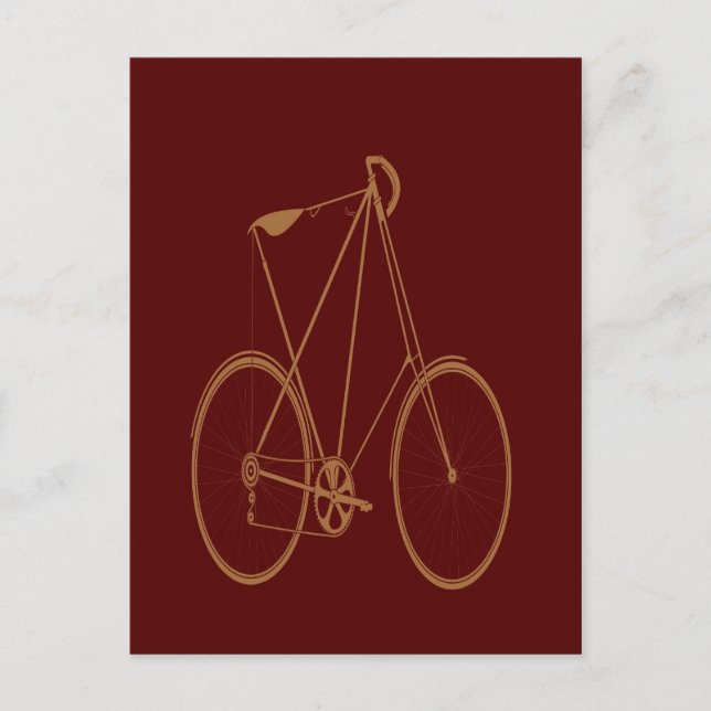 Antiker Vintager Fahrradfahrer Red Tan Bike Cyclis Postkarte (Vorderseite)