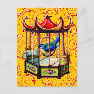 Antiker Vogelkäfig Postkarte