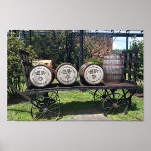 Antiker Wagen mit Bourbon-Barrels Poster
