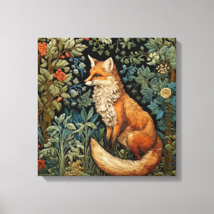 Antiker Waldsfuchs, inspiriert von William Morris Leinwanddruck
