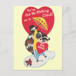 Antiker Waschbär-Valentinstag Feiertagspostkarte