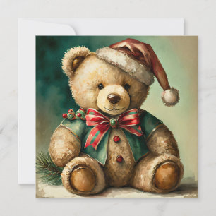 Antiker Weihnachts-Teddybär Feiertagskarte
