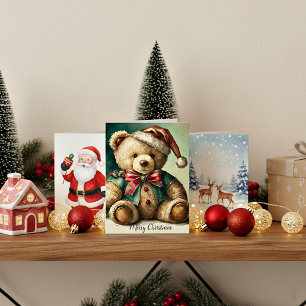 Antiker Weihnachts-Teddybär Karte