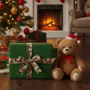 Antiker Weihnachts-Teddybär Satinband