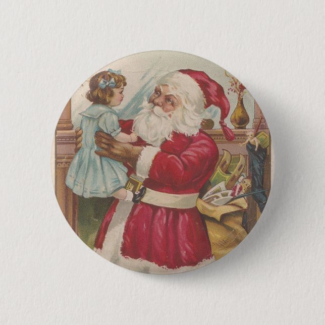 Antiker Weihnachtsmann Button (Vorderseite)