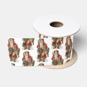 Antiker Weihnachtsmann im Vintage-Stil Satinband