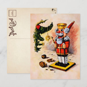 Antiker Weihnachtsmann-Nussknacker im viktorianisc Postkarte