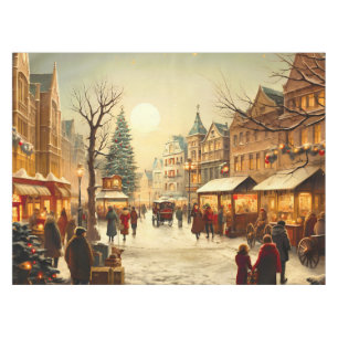 Antiker Weihnachtsmarkt im winterlichen Schnee Tischdecke