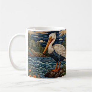Antiker weißer Seevogel Möwe Pelikan Kaffeetasse
