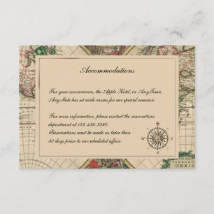 Antiker Welts-Karten-Hochzeits-Einsatz Begleitkarte