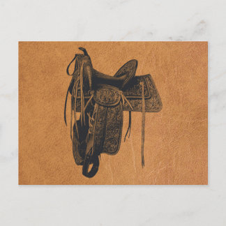 Antiker Westernpferdesattel  Postkarte