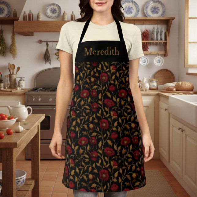 Antiker William Morris Rot Gold Mohn Blumenmuster Schürze (Von Creator hochgeladen)