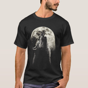 Antiker Wolf heult bei Vollmondphase T-Shirt