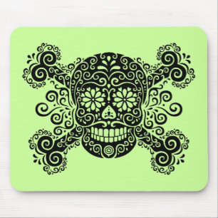 Antiker Zucker-Totenkopf mit gekreuzten Knochen Mousepad