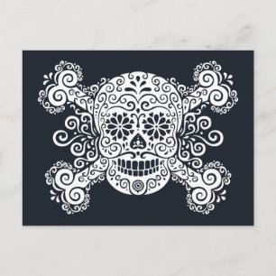 Antiker Zuckerschädel und Kreuzknochen Postkarte