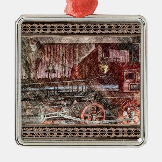 Antiker Zug Ornament Aus Metall (Vorne)