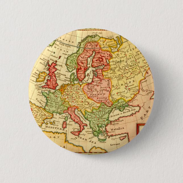 Antikes 17. Jahrhundert Herman Moll Map of Europe Button (Vorderseite)