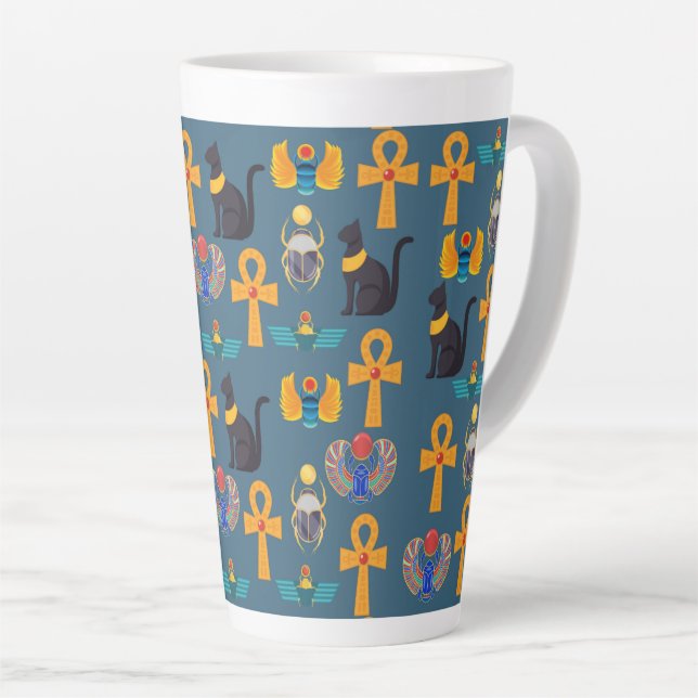 Antikes Ägypten-Muster, Hieroglyphen-Digitalpapier Milchtasse (Rechte Ecke)