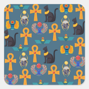 Antikes Ägypten-Muster, Hieroglyphen-Digitalpapier Quadratischer Aufkleber
