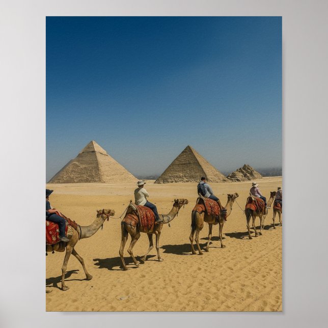 Antikes Ägypten Pyramiden Wüstenkamelritt Poster (Vorne)