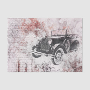 Antikes altes Auto viktorianisches Decoupage-Seide Seidenpapier