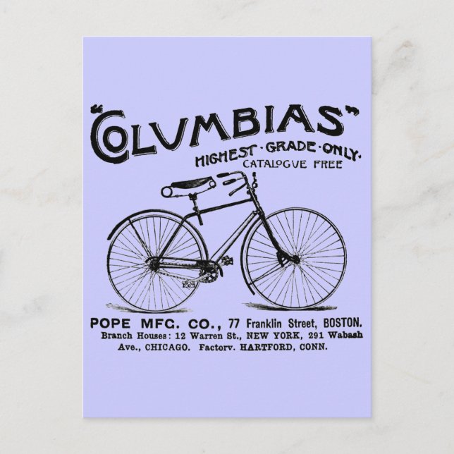 Antikes altmodisches Fahrrad Postkarte (Vorderseite)
