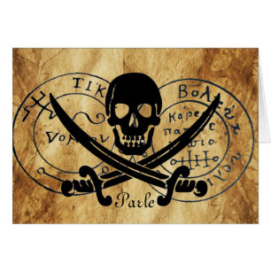 ANTIKES AMULETT / PIRATEN SCHATZKARTE WACHSVERSIEG