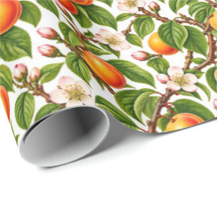 Antikes Aprikosen-Botanik-Blumenmuster Geschenkpapier