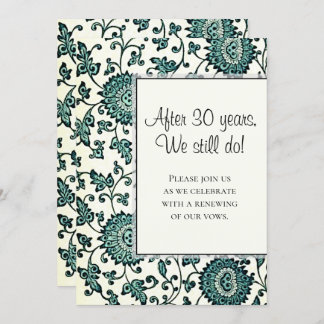 Antikes Aquamarines Blumenmuster Vow Wiedereröffnu Einladung