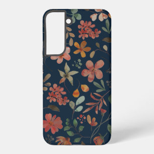 Antikes Aquarell-Blumenprint auf Navy Samsung Galaxy Hülle