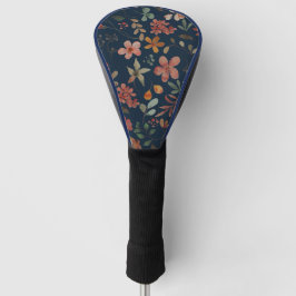 Antikes Aquarell Druckflora auf Marine Golf Headcover