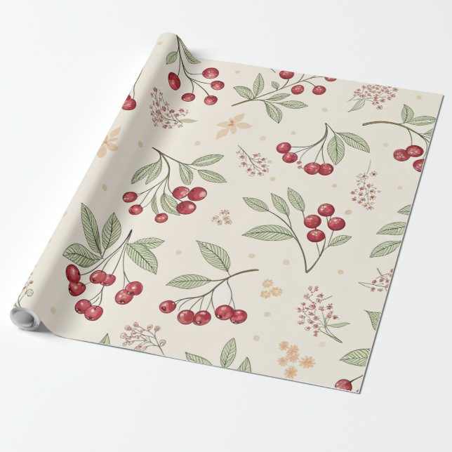 Antikes Aquarell-Kirsch-Verpackungspapier Geschenkpapier (Ungerollt)