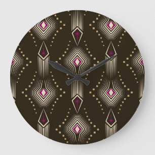Antikes Art Deco geometrisches Ornament Große Wanduhr