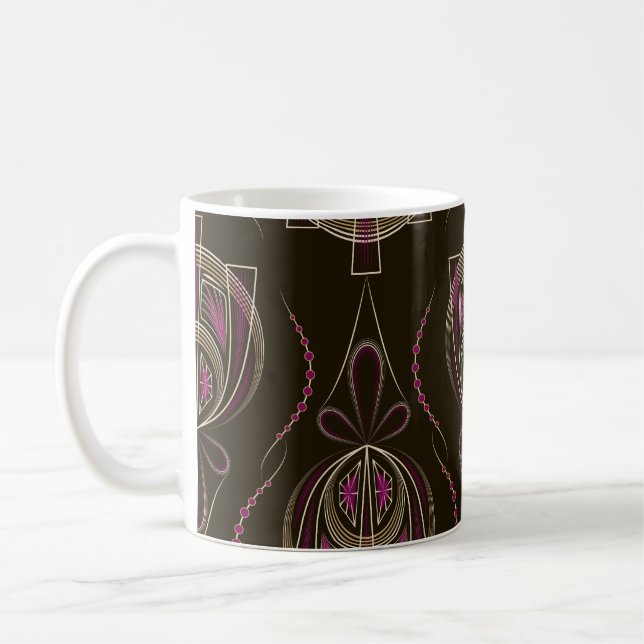 Antikes Art Deco Geometrisches Ornament Kaffeetasse (Links)