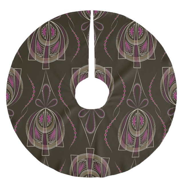 Antikes Art Deco Geometrisches Ornament Polyester Weihnachtsbaumdecke (Vorderseite)