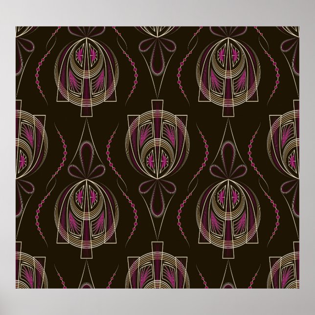 Antikes Art Deco Geometrisches Ornament Poster (Vorne)