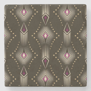 Antikes Art Deco Geometrisches Ornament Steinuntersetzer